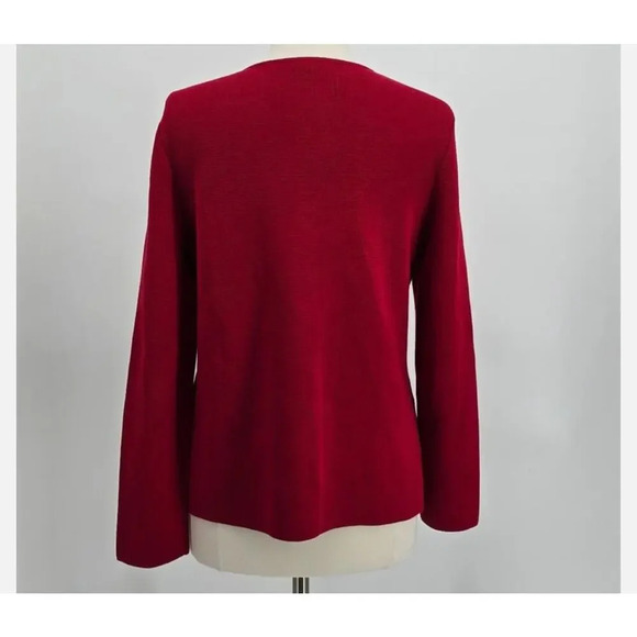 Talbots Sweater Jacket Sz Large Red Full Zip Holiday Career Business Wear - Picture 3 of 5
